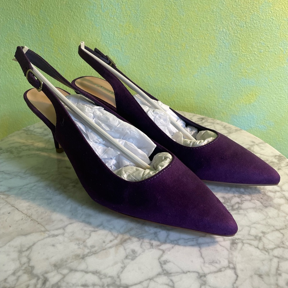 Purple Heels with Sleek Pointed Toe and Open Back
